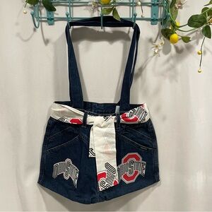 Cute vintage 80’s game day Ohio State jeans denim retrofit purse bag OSU